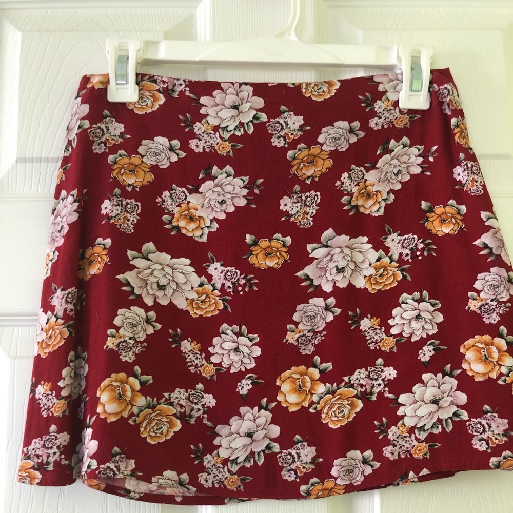 Forever 21 red floral skirt